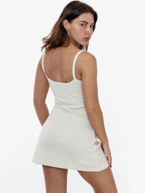 Los Angeles Apparel - Ribbed Tank Mini Dress in Off-White Creme